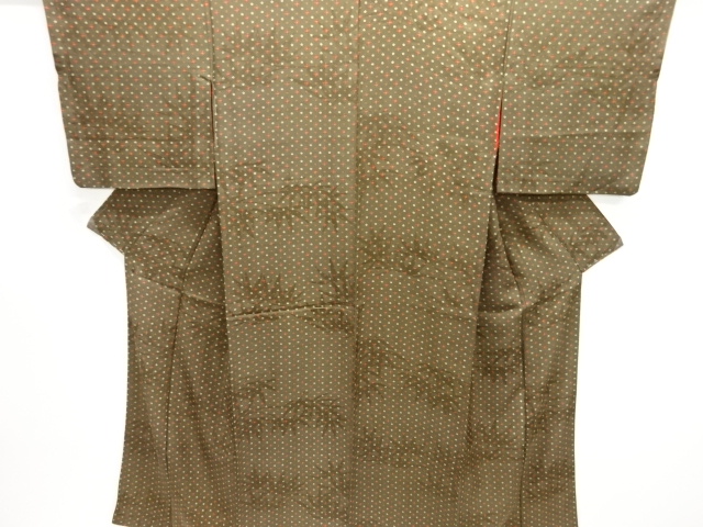 JAPANESE KIMONO / ANTIQUE MON KINSHA FLORAL PATTERN KIMONO